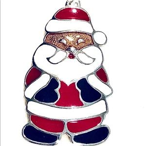 Wallace Silversmiths enamel & pewter Santa pendant